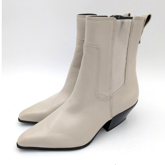 Franco Sarto Shoes - Franco Sarto A-Anina Western Ankle Boots Women's Ivory Leather Size 6.5M EU36.5